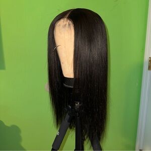 Straight Black Transparent Closure Wig Human Hair